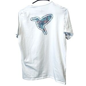Birddogs Colorful Hummingbird Graphic White T Shirt Sz L